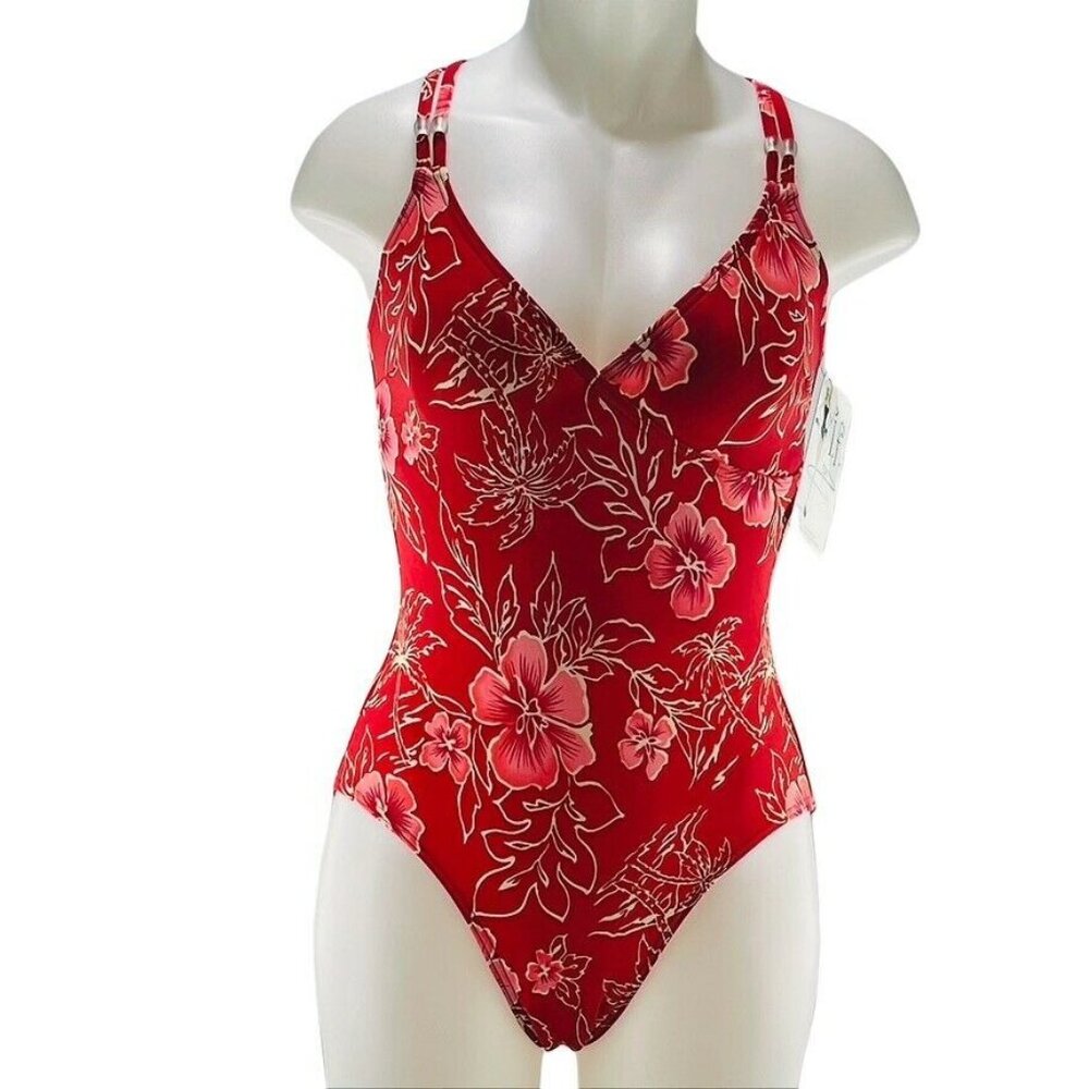 IF Swimsuit Floral Print Scoop Soft Cup 1 Piece Womens Size 8 NEW $90
